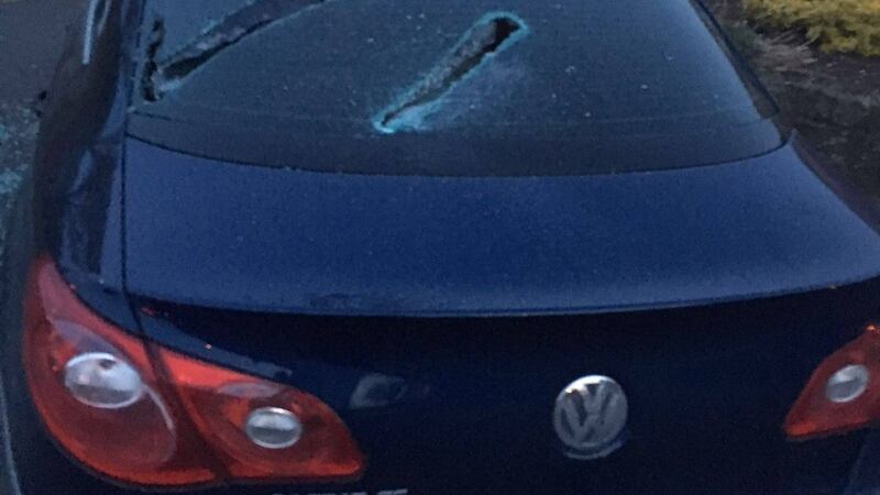 Renoir Taha’s car following the attack. Photograph: Renoir Taha