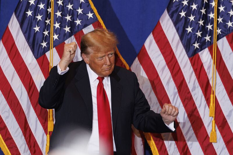 Donald Trump dances after addressing supporters following a rally in Atkinson, New Hampshire on Tuesday night. Photograph: CJ Gunther/EPA