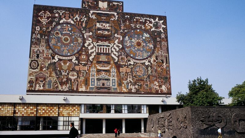 The Library of the National Autonomous University of Mexico,  designed and built in the early 1950s, has been given UNESCO World Heritage status.  Photograph: Patrick Escudero/Gamma-Rapho via Getty Images