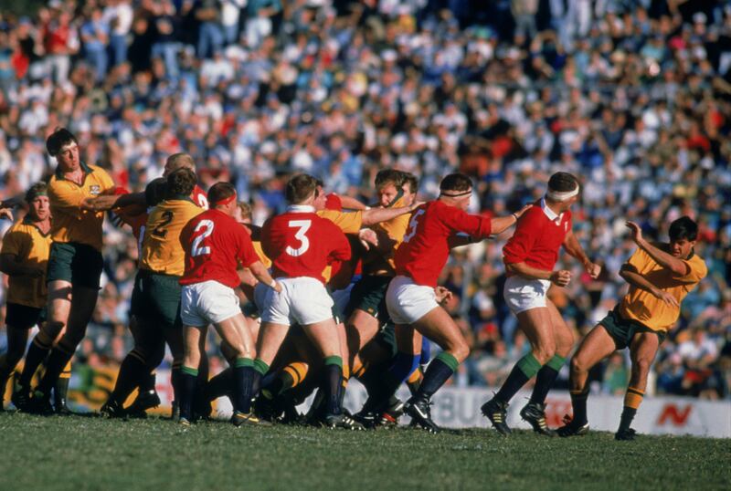 An altercation during the third test of the Lions Tour of Australia in 1989. Photograph: Russell Cheyne/Getty Images