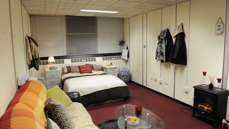 A bedroom for the homeless in Apollo House, Dublin. Photograph: Aidan Crawley