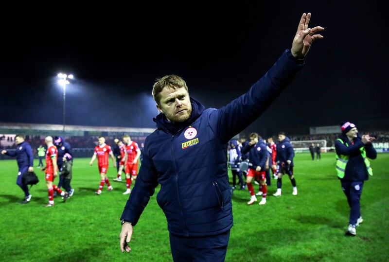 Shelbourne head coach Damien Duff celebrates after the game against Shamrock Rovers at Tolka Park, Dublin on February 23rd. Photograph: Ryan Byrne/Inpho