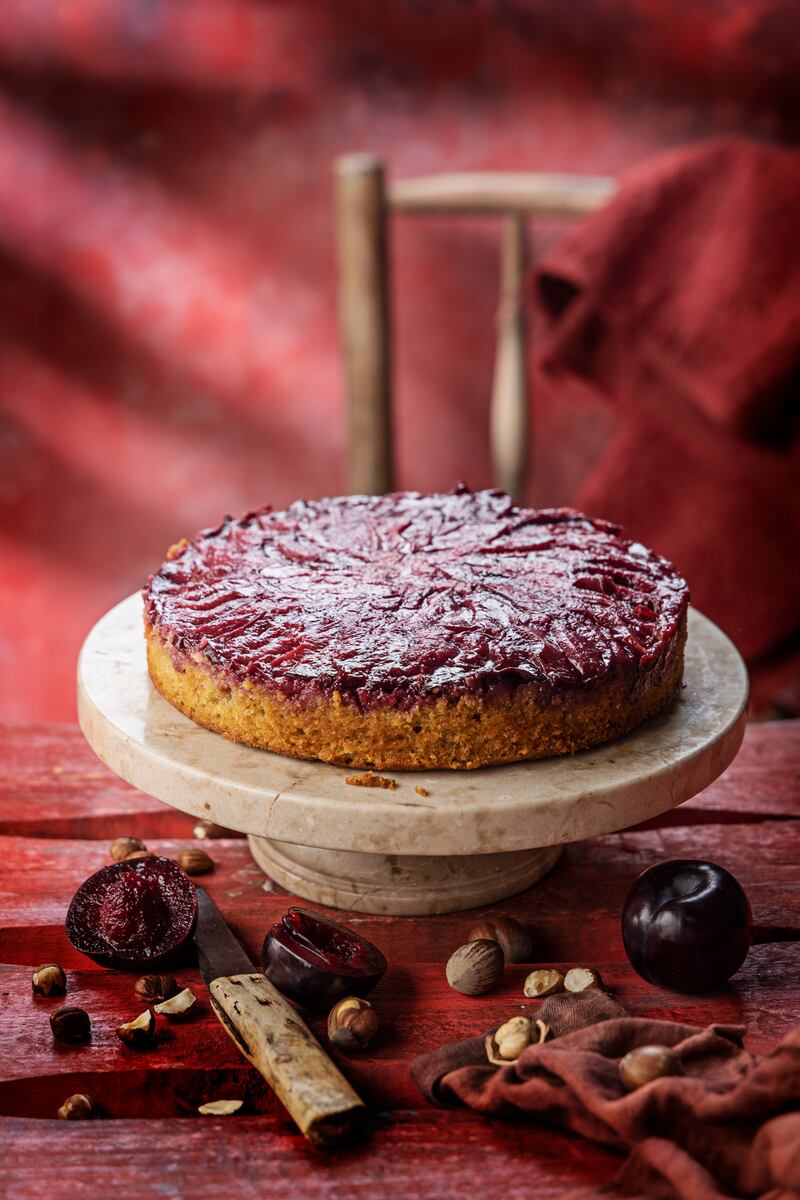 Plum hazelnut cake. Photograph: Harry Weir