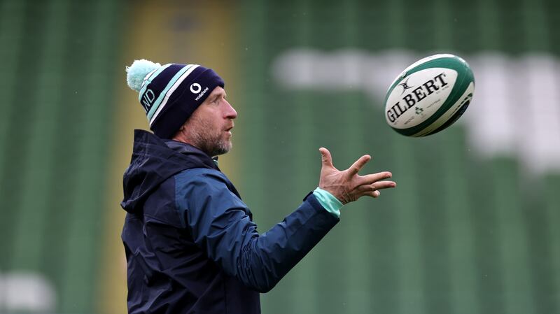 Ireland attack coach Mike Catt the captain's run at the Aviva Stadium. Photograph: David Rogers/Getty Images