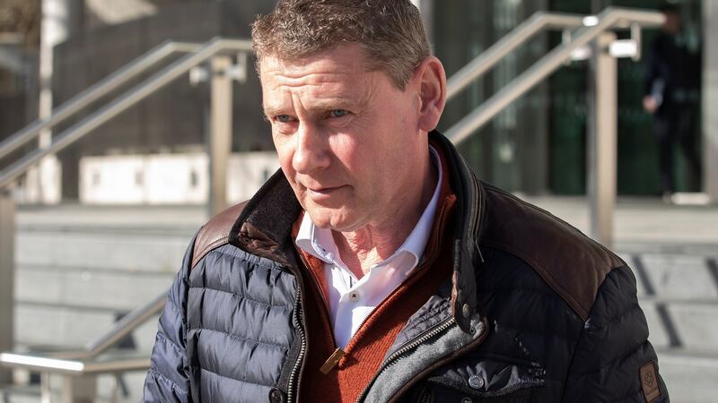Stephen O’Sullivan, a plumber, leaving court on Tuesday  after giving evidence in the trial of Patrick Quirke. Photograp: Collins Courts