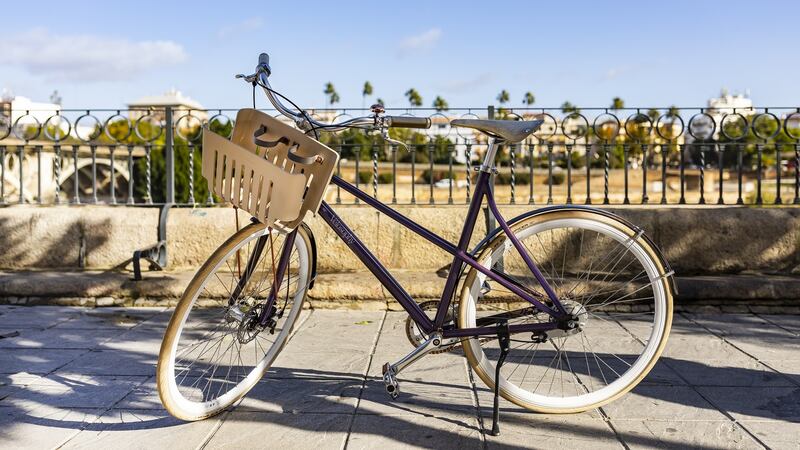The Vélosophy bike made from recycled Nespresso capsules comes  with a coffee cup holder basket