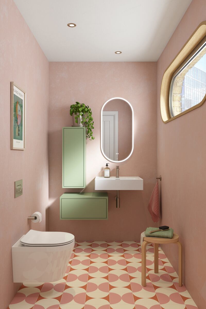 The Pulse floating units in this cute colour contrast bathroom make for a space that is (almost) good enough to eat. At Sonas Bathrooms