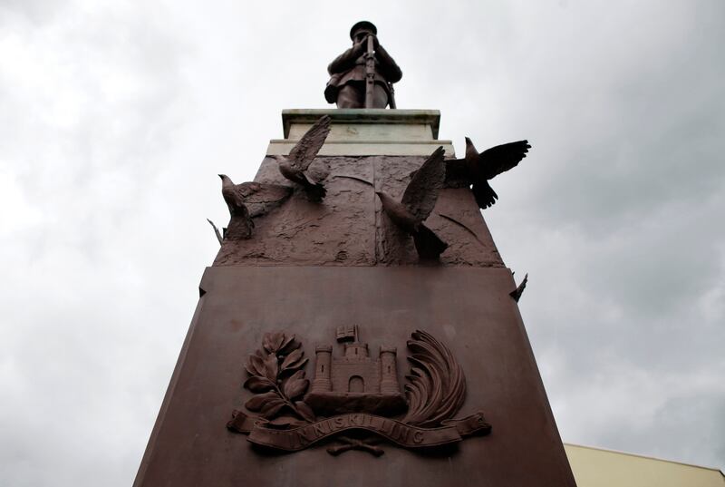 The Cenotaph  in Enniskillen,  also the site of the Remembrance Day bombing  on November 8th, 1987, when 11 people were killed and 63 injured by  an IRA bomb. Photograph:  Peter Muhly/AFP via Getty Images