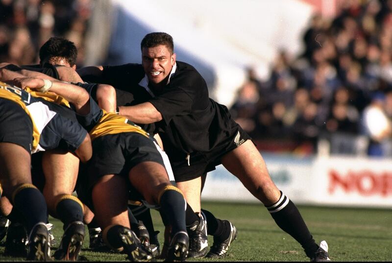Michael Jones in action for New Zealand against Australia in August 1998. Photograph: David Rogers/Allsport