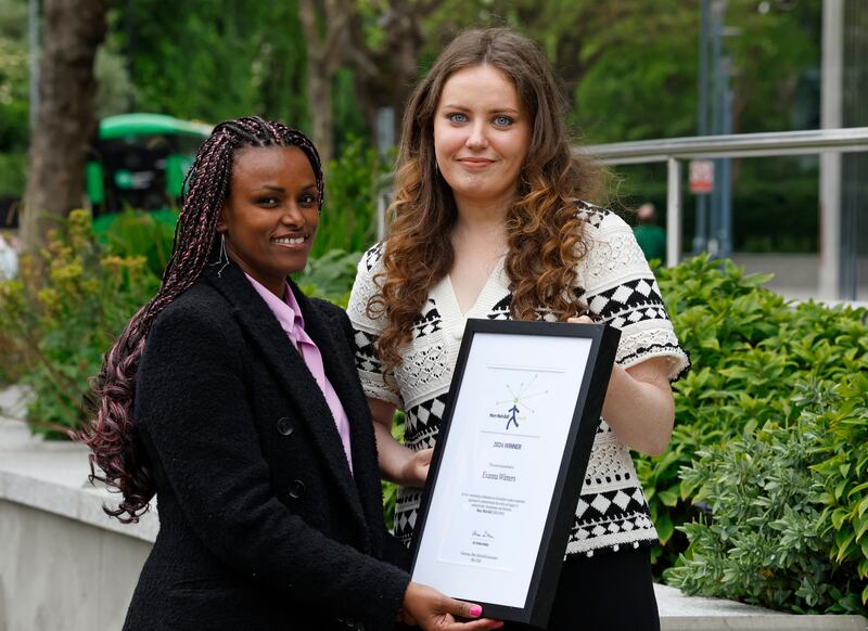 Guest judge for this year's competition Abeba Birhane with Winters. Photograph: Nick Bradshaw