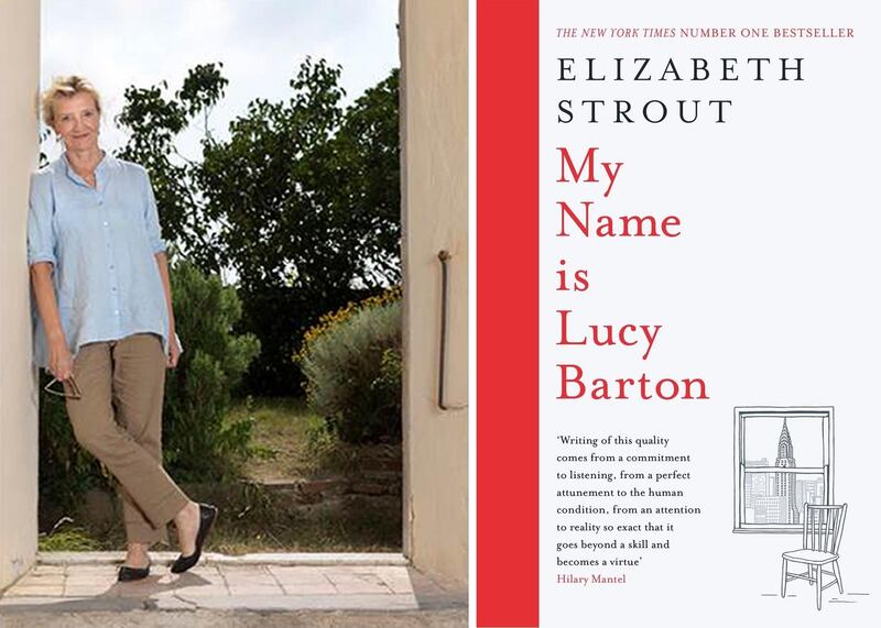 Elizabeth Strout with the cover of her book, My Name Is Lucy Barton. Photograph: PA