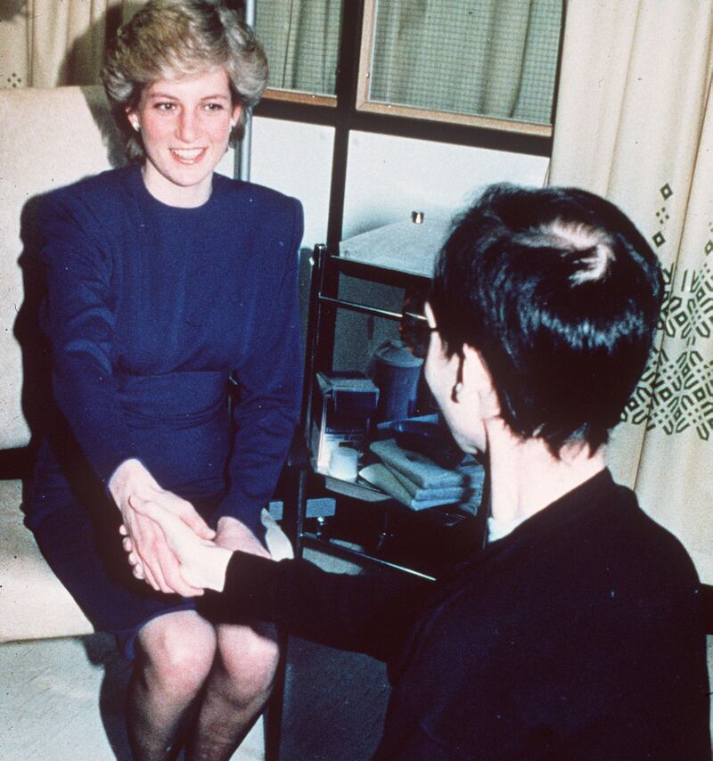 Aids campaigner: Diana shakes hands with Ivan Cohen in 1987. Photograph: Anwar Hussein/WireImage/Getty