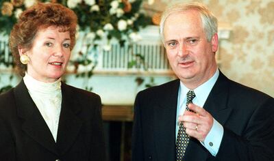 John Bruton with Mary Robinson. The former taoiseach has died aged 76 following a long illness, Photograph: Martin McCullough/PA Wire