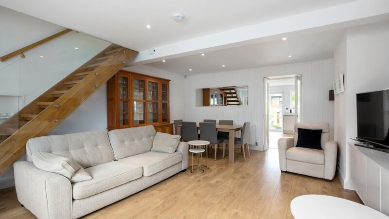 Living room with new staircase