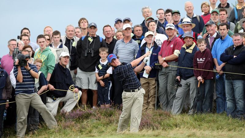 Rory McIlroy hits a shot during the 2007 Walker Cup at Royal County Down. Photo: David Cannon/Getty Images