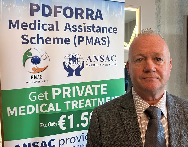 Damien Quigley of the PDForra Medical Assistance Scheme at the PDForra annual conference in Cavan on Tuesday. Photograph: Emmet Malone
