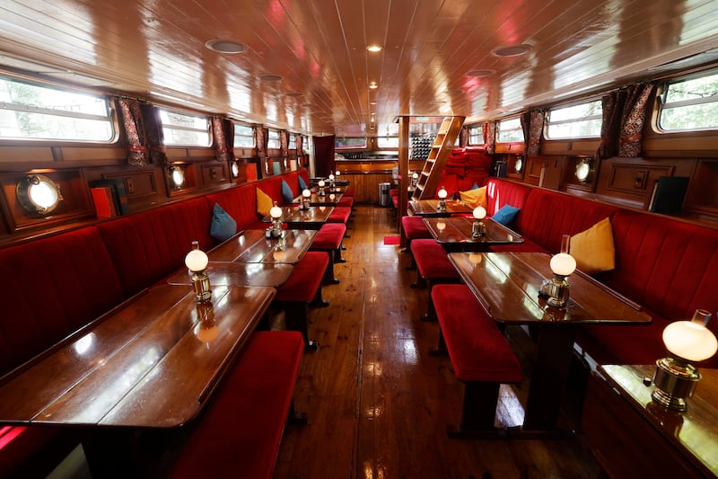 La Peniche: The lower deck can accommodate about 40 diners. Photograph: Alan Betson