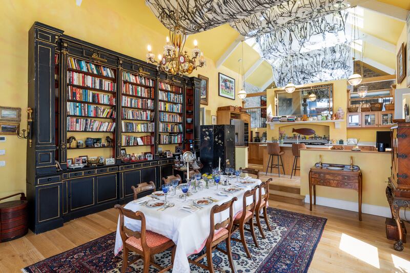 Dining space lies off the kitchen