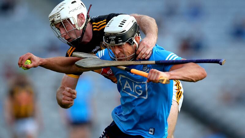 Dublin’s Cian Boland and Michael Carey of Kilkenny in action during the Leinster final. Photograph: Ryan Byrne/Inpho
