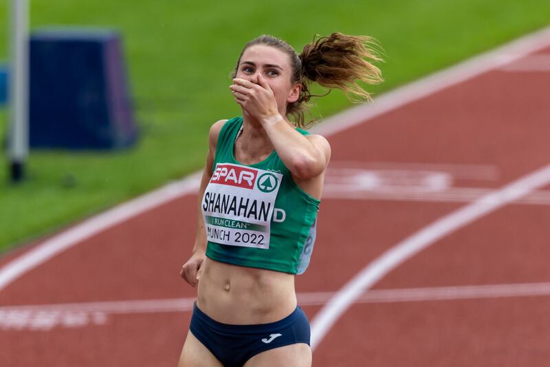 Ireland’s Louise Shanahan after qualifying for the 800m final in Munich.
Photograph: Morgan Treacy/Inpho