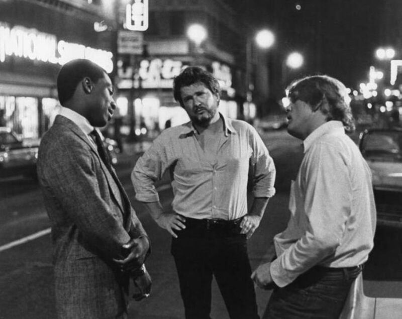 Walter Hill on the set of 48 Hours with Eddie Murphy and Nick Nolte