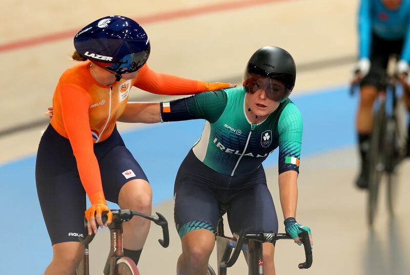 Lara Gillespie after finishing 10th in the women's omnium at the Olympic Games in Saint-Quentin-en-Yvelines on Sunday. Photograph: James Crosbie/Inpho 