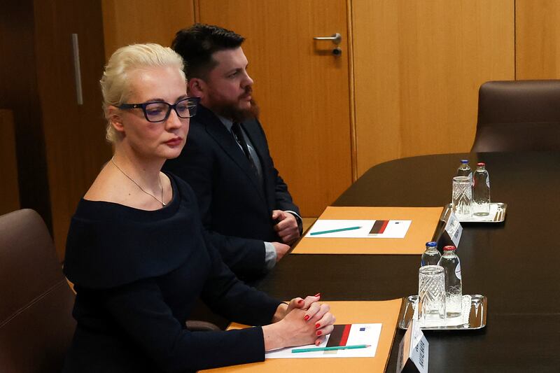 Alexei Navalny's widow Yulia Navalnaya in Brussels on Monday. Photograph: Yves Herman /AFP via Getty Images