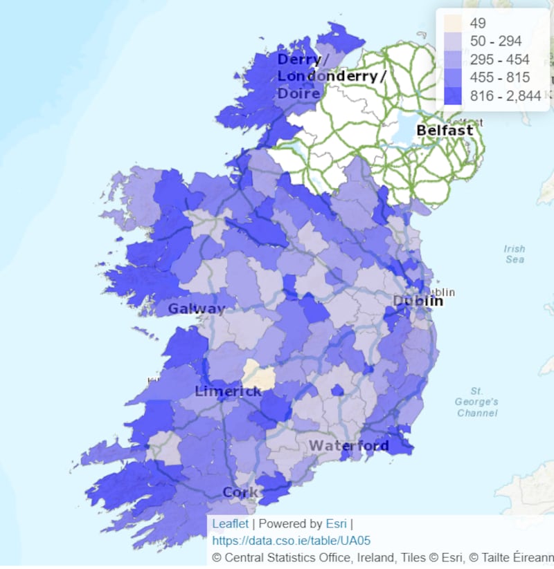 Number of arrivals from Ukraine in Ireland based on PPSN allocations. Graphic: CSO