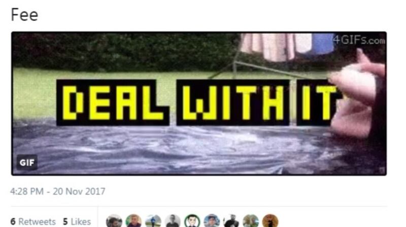 A framegrab of a tweet posted on the @RTEOne account