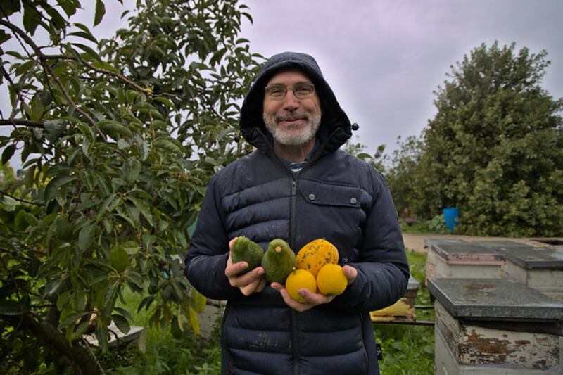 Karim Osseiran on is farm near Tyre. He left his home amid intensifying Israeli strikes
