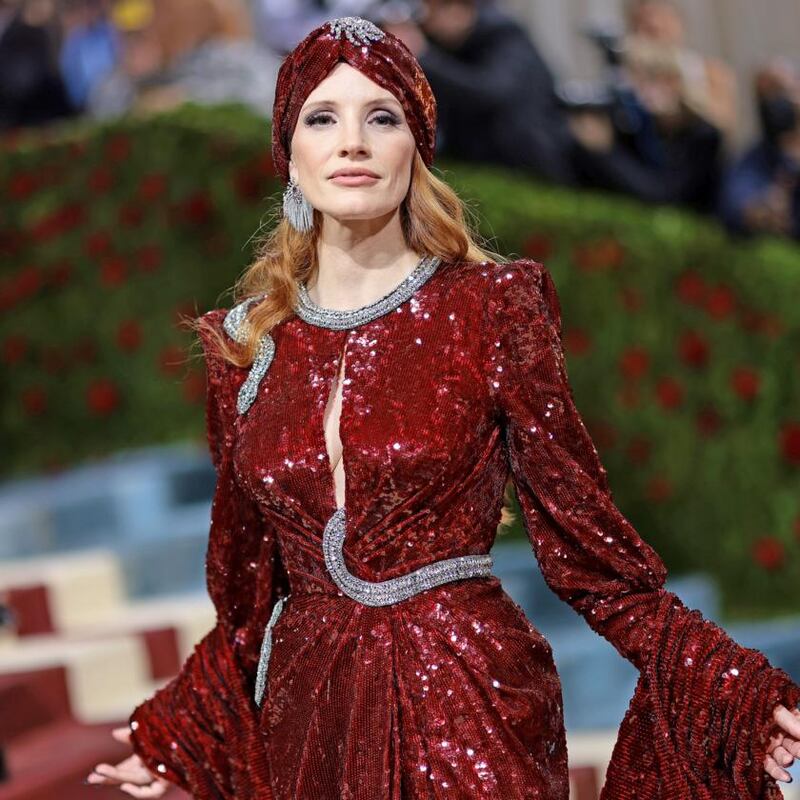 Jessica Chastain. Photograph: Dimitrios Kambouris/Getty Images for The Met Museum/Vogue