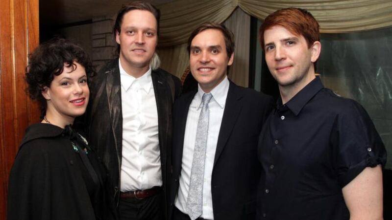 Canadian club: Pallett with Arcade Fire bandmates Régine Chassagne, Win Butler and William Butler. Photograph: Paul Redmond/WireImage
