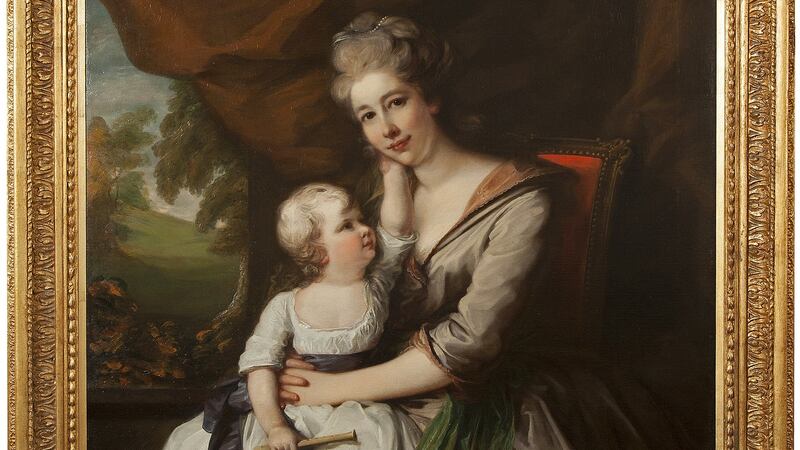 Detail from a late 18th century oil of a mother and child by Nathaniel Hone
