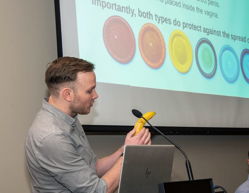Dr Ronan Daly: 'Putting a condom on a banana in front of 200 transition year students probably isn’t everybody’s idea of a fun Friday morning.' Photograph: Kevin McFeely/Fly Media