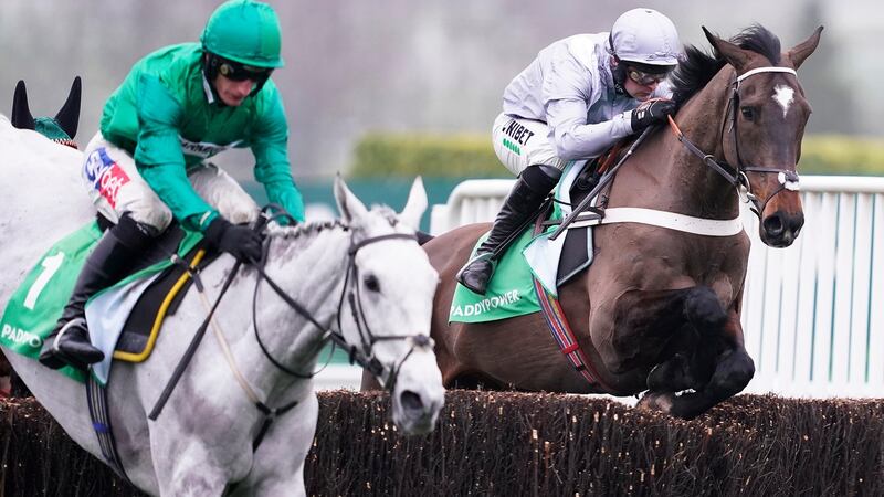 Santini (R) saw off the challenge of Bristol De Mai at Cheltenham. Photograph: by Alan Crowhurst/Getty