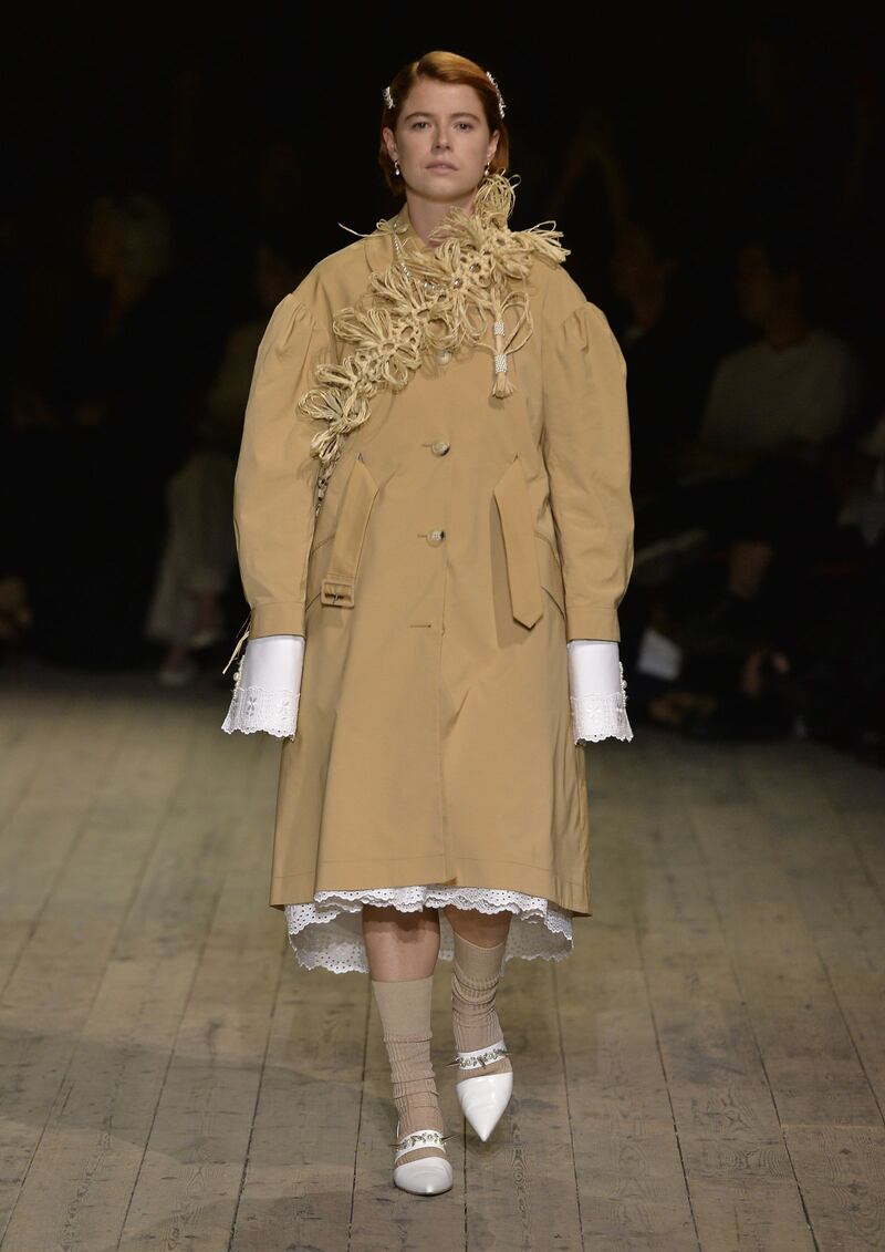 Jessie Buckley modelling in the Simone Rocha spring-summer 2020 show at London Fashion Week