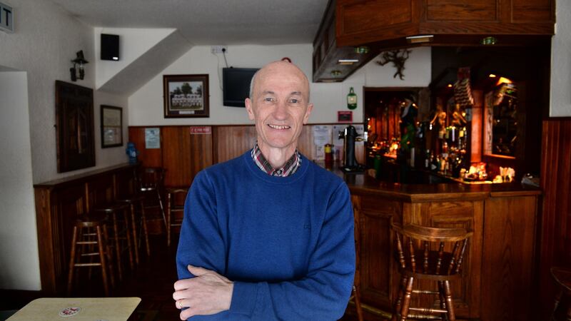 Terry Coughlan of  Coughlan’s Bar, Moate: “A lot of the businesses here are struggling, especially with people ordering online.” Photograph: Dara Mac Dónaill