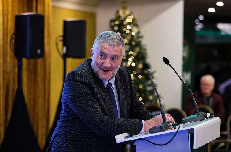Paul Cooke at the FAI's AGM: he saw off Joe O’Brien, 89 to 21, to replace Gerry McAnaney as president. Photograph: Ryan Byrne/Inpho