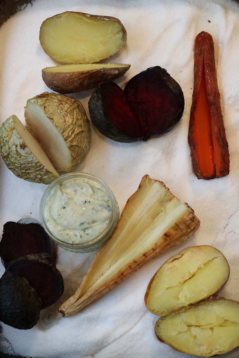 A salt baked vegetable feast with wild garlic aioli. Photograph: Nick Bradshaw/The Irish Times