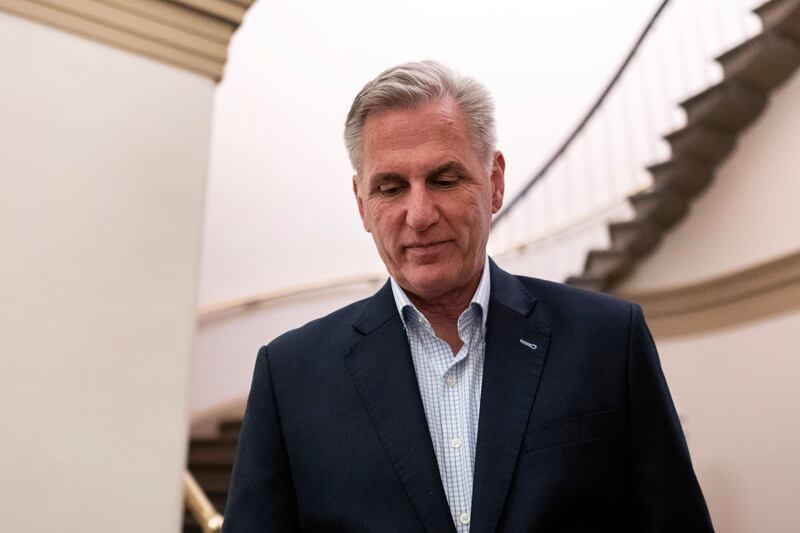 US house speaker Kevin McCarthy leaves the Capitol in Washington, DC, after announcing that a tentative agreement was reached with US president Joe Biden to raise the US debt ceiling limit. Photograph: Will Olive/EPA-EFE