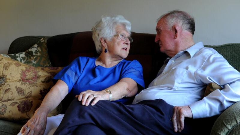 Marie Wynne at home with her husband Denis. “He played rugby. He was a sales director in a company. He was always building or making something at home or working in the garden.” Photograph: Aidan Crawley