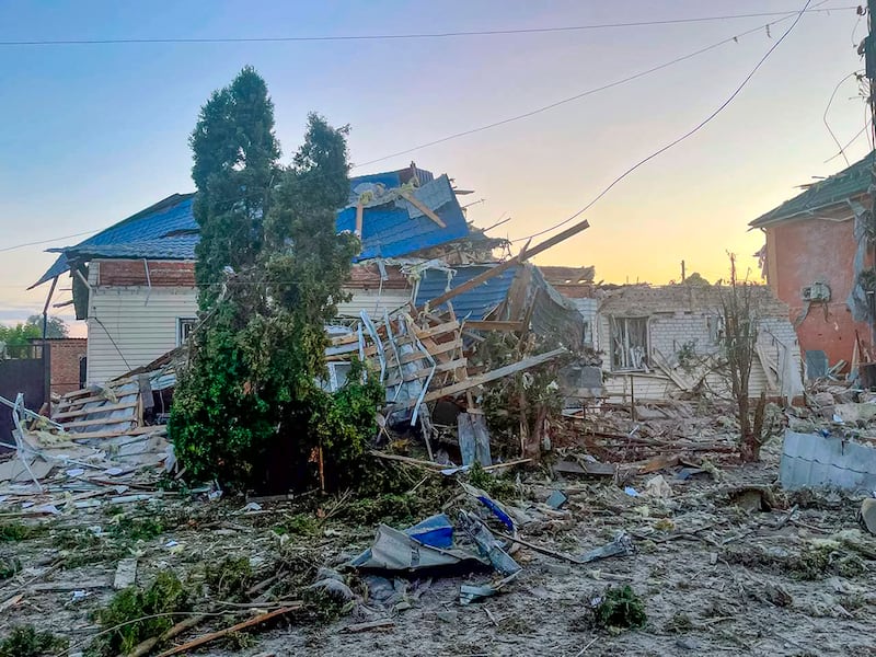 A damaged house in the Kursk region of Russia. Photograph: Acting governor of Kursk region Alexei Smirnov telegram channel via AP)