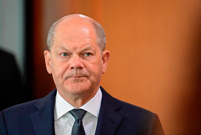 German chancellor Olaf Scholz insists Germany’s constitutional order has 'the means to defend itself against its enemies'. Photograph: Tobias Schwarz/AFP via Getty Images