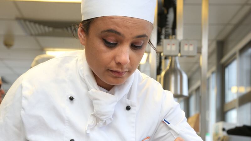 Culinary arts student Debora Sousa prepares tomato gazpacho. Photograph: Joe O’Shaughnessy