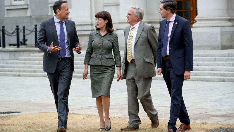 Leo Varadkar, Laura Magahy, Prof Tom Keane and Simon Harris at the announcement of Ms Magahy’s appointment as executive director of the Sláintecare programme office in July 2018. Photograph: Maxwell