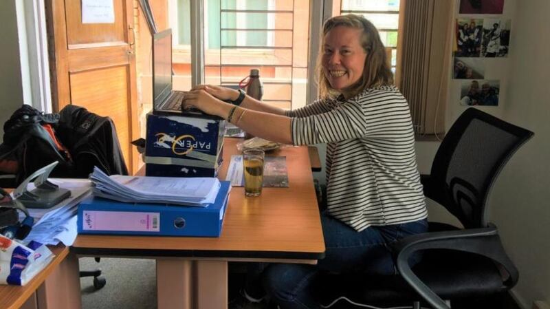 Irish engineer Siobhán Kennedy at her office in Kathmandu.
