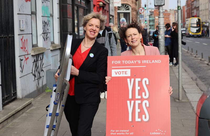 Labour leader Ivana Bacik and Senator Marie Sherlock before the recent referendums. Photograph: Dara Mac Dónaill 