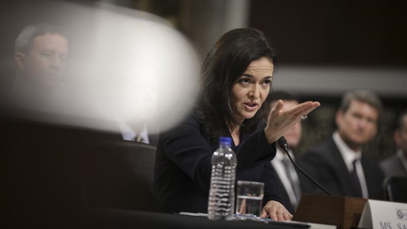 Facebook COO Sheryl Sandberg testifies during a Senate Intelligence Committee hearing. Photograph:  Drew Angerer/Getty
