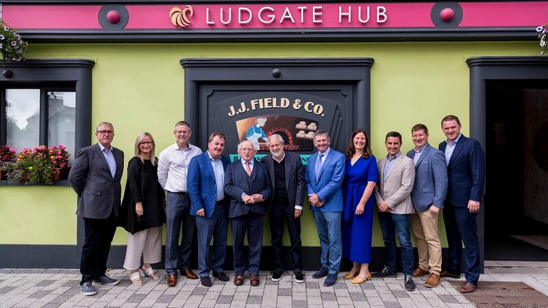 The Board of Ludgate Hub with President Michael D Higgins.
