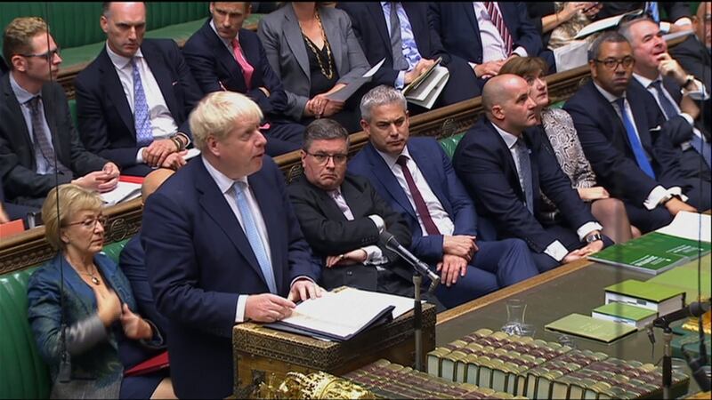 Boris Johnson gives a statement to the House of Commons on his Brexit proposals. Photograph: House of Commons/PA Wire